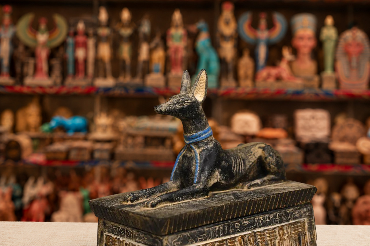Rare Anubis Shrine as a Jewelry Box Made in Egypt