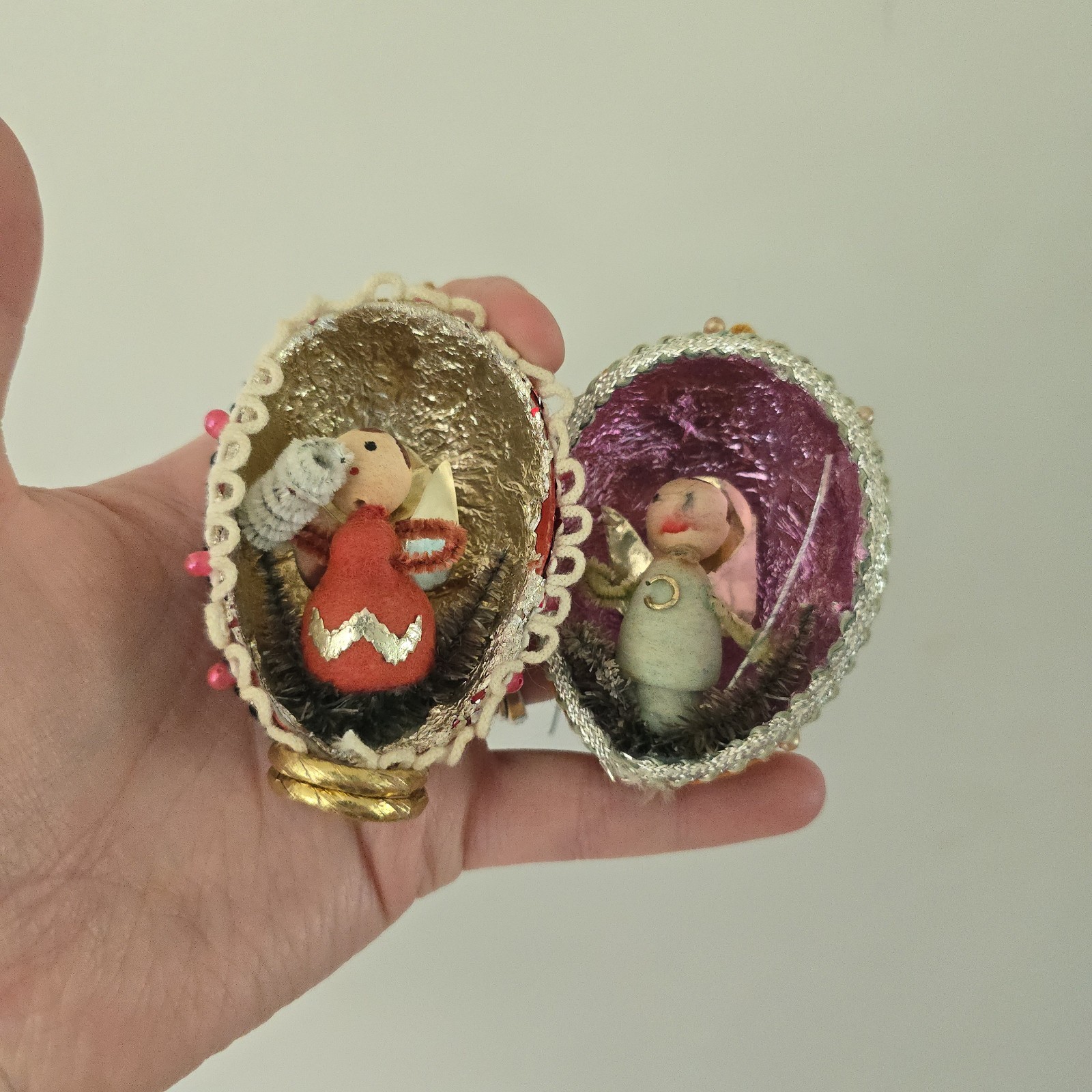 Vtg Handcrafted Decorated Egg Diorama Ornament Japan