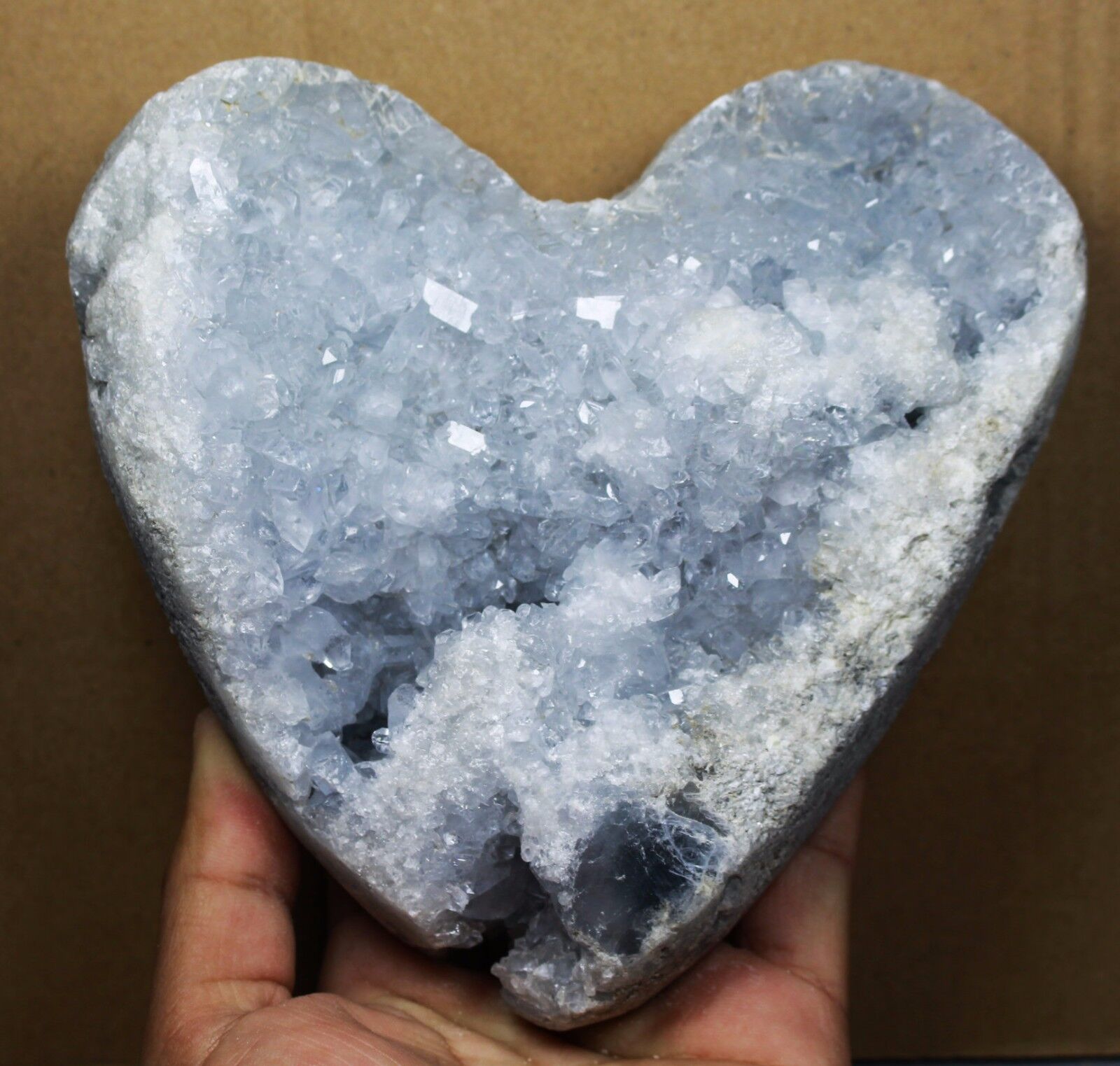 5.01lb Rare Top Grade Gorgeous Sky Blue Celestite Heart Geode Reiki Crystal