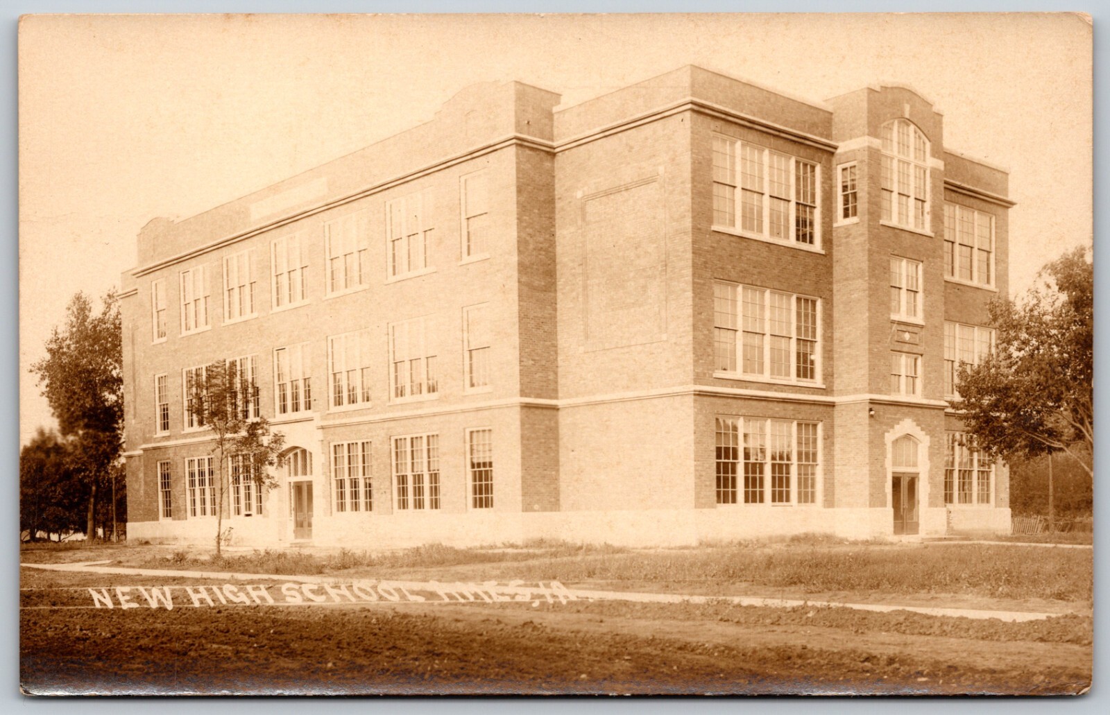 c1910s RPPC Newly Built High School Building AMES Iowa IA RARE ANTIQUE Postcard