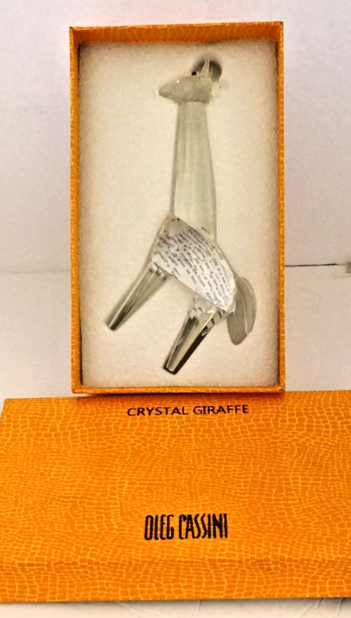 Oleg Cassini Crystal Giraffe Figurine w/Original Box