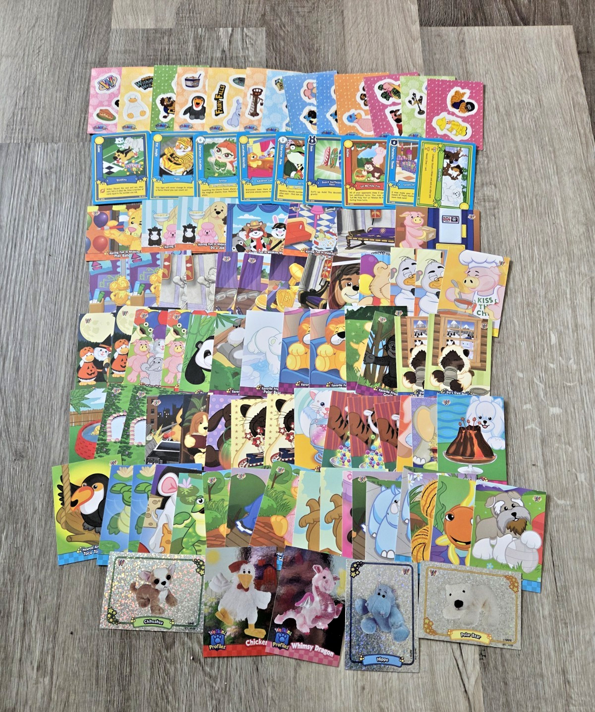 Lot of 112 Webkinz Trading Cards Stickers Holos Sparkly Codes