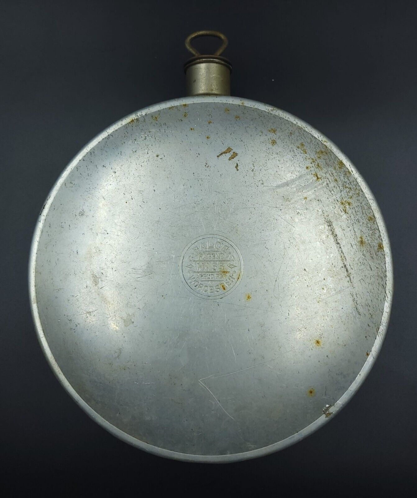Antique WWI 1 ARMY SOLDIER PALCO WORCESTER MA USA PRESSED ALUMINUM CANTEEN