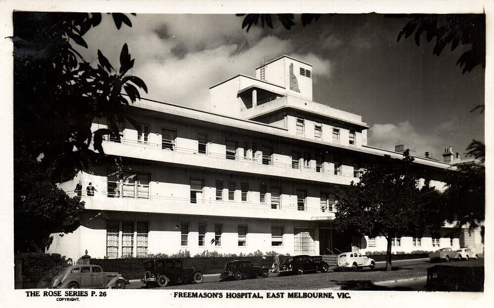 australia, MELBOURNE, VIC, Freemason\'s Hospital, Car (1950s) Rose Series RPPC