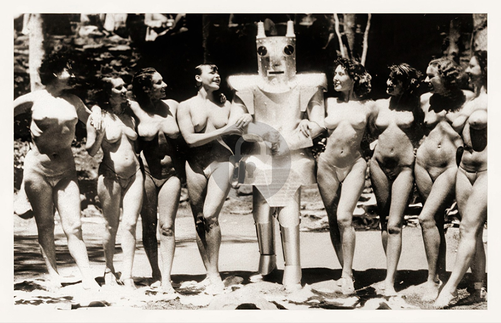 Zoro Garden Nudists San Diego CPIE c1935 Robot Alpha w Group RPPC Postcard COPY