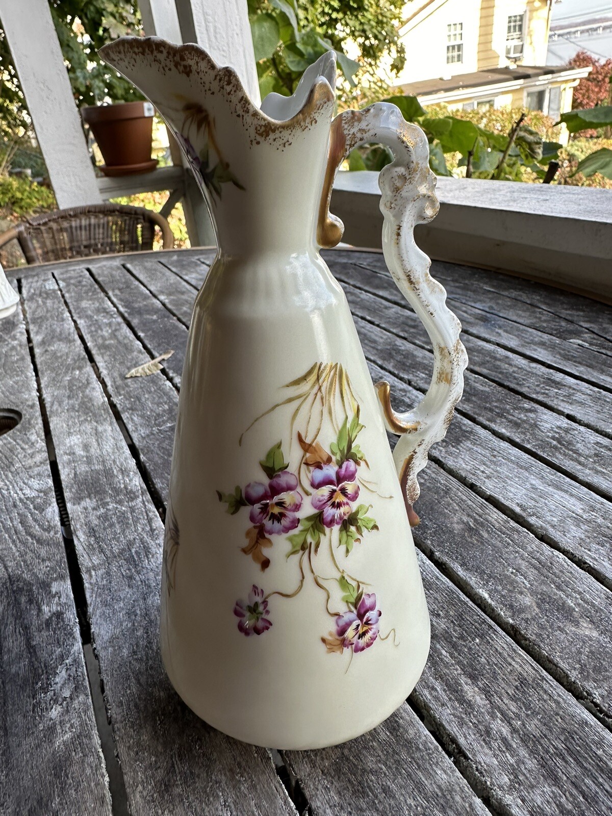 Vintage LEONARD VIENNA AUSTRIA Porcelain HANDPAINTED Floral Tankard Vase Pitcher Vintage LEONARD VIENNA AUSTRIA Porcelain HANDPAINTED Floral Tankard Vase Pitcher