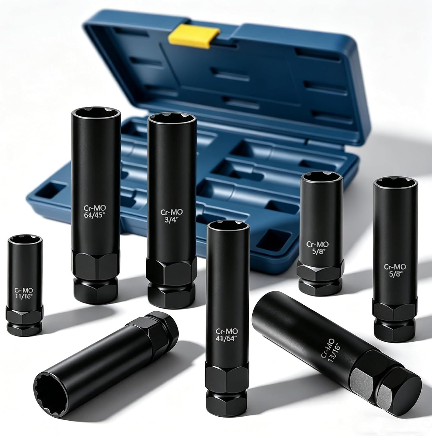 8 Piece Spline Lug Nut Socket Set, SAE & Metric Wheel Lock Removal Kit for Remov