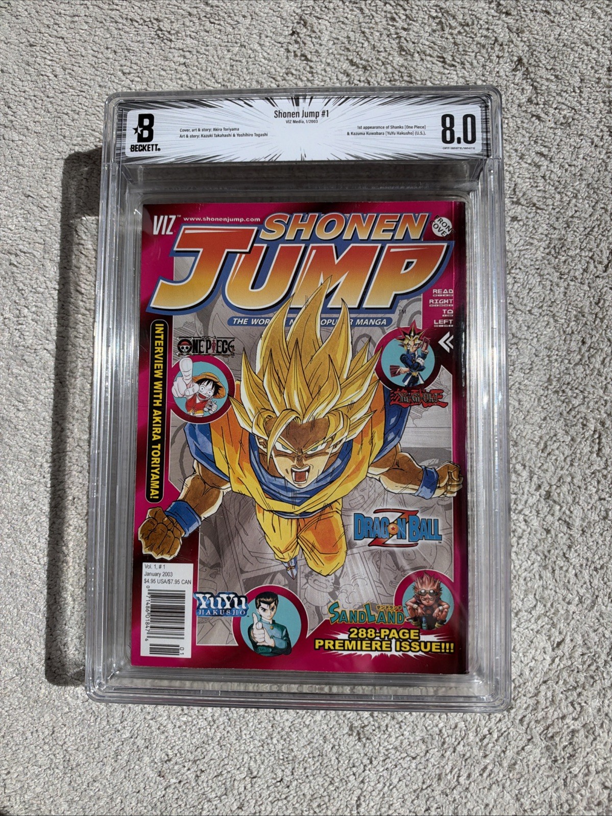 2003 SHONEN JUMP Jan Volume #1, Issue #1, VIZ 1st US One Piece, YuGiOh BGS 8.0