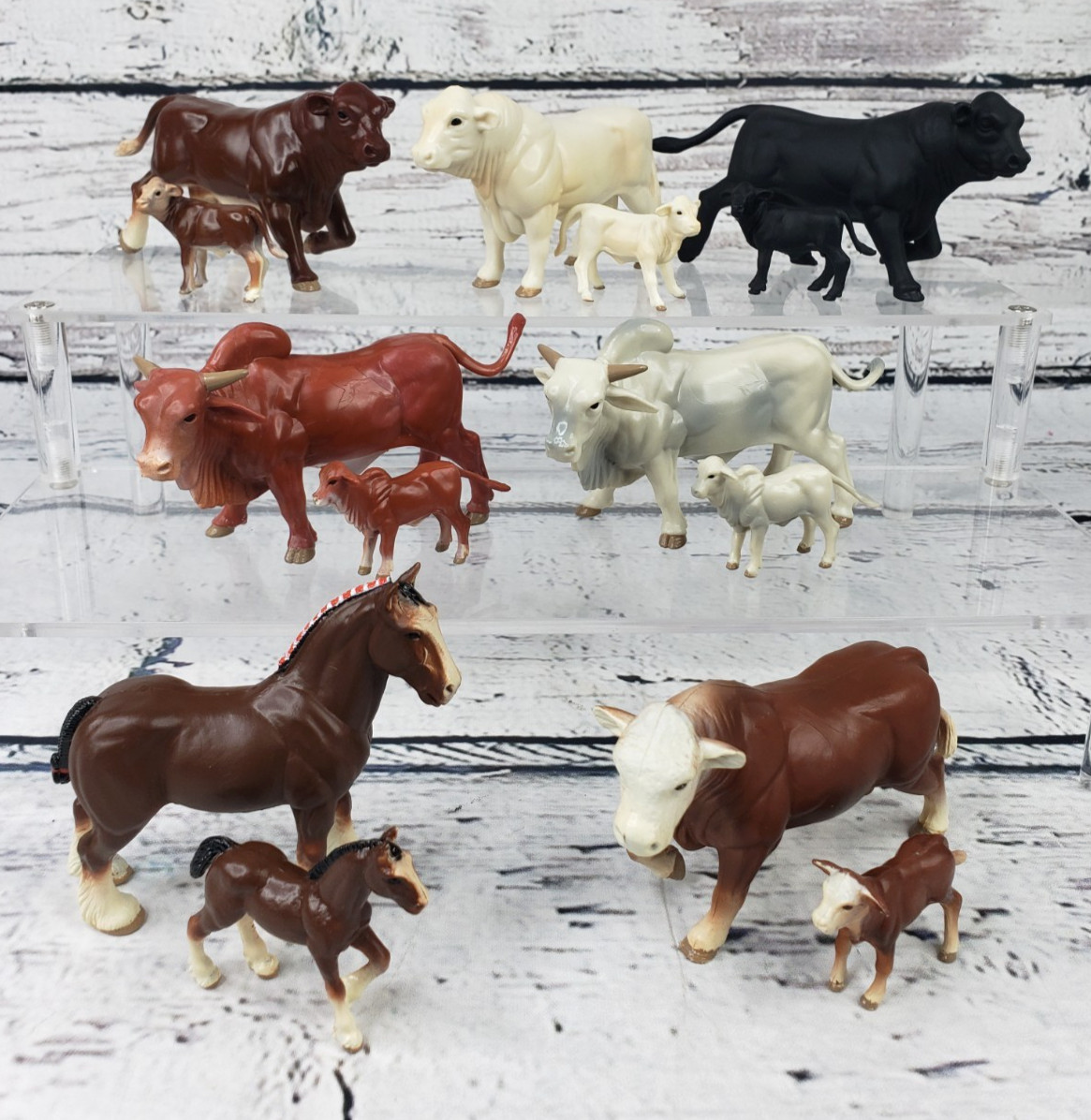 1995 Ertl Farm Country Collectible Animals Cow/Bull/Horse with Calf - Lot of 14