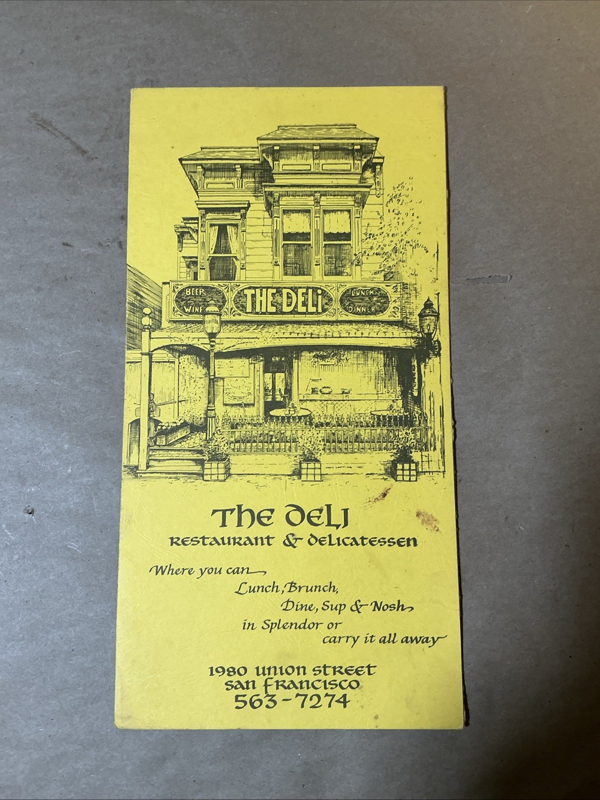 Vintage 1982 Menu The Deli Restaurant San Francisco CA As Is INV-P0134