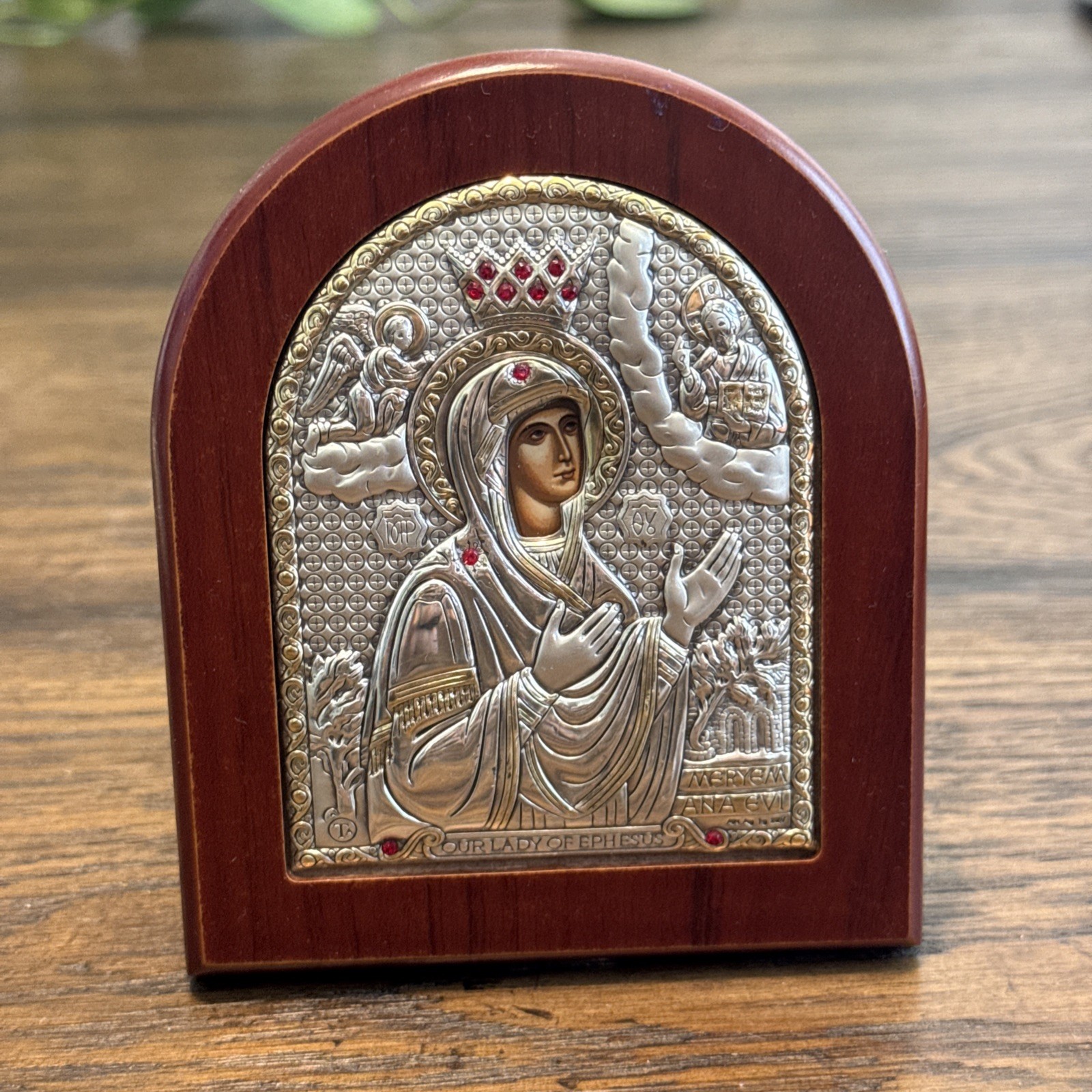 Beautiful Greek Orthodox Theodora Argento 950 Silver Art Our Lady Of Ephesus
