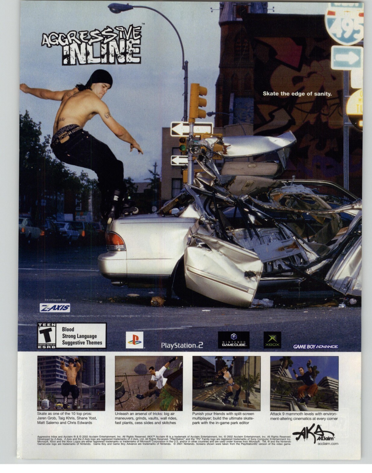 Aggressive Inline PS2 Xbox GCN 2002 Vintage Print Ad/Poster Official Promo Art