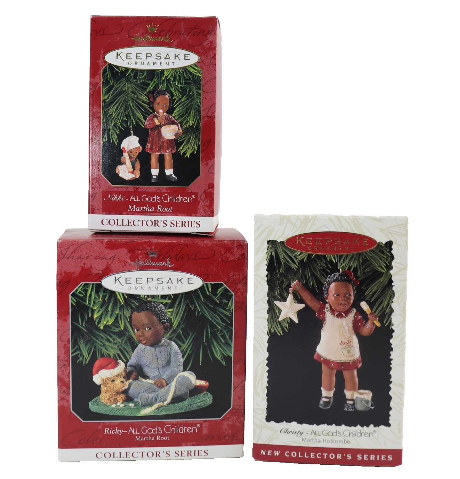 Lot 3 Hallmark Keepsake Ornaments All Gods Children Nikki Ricky Christy MIB