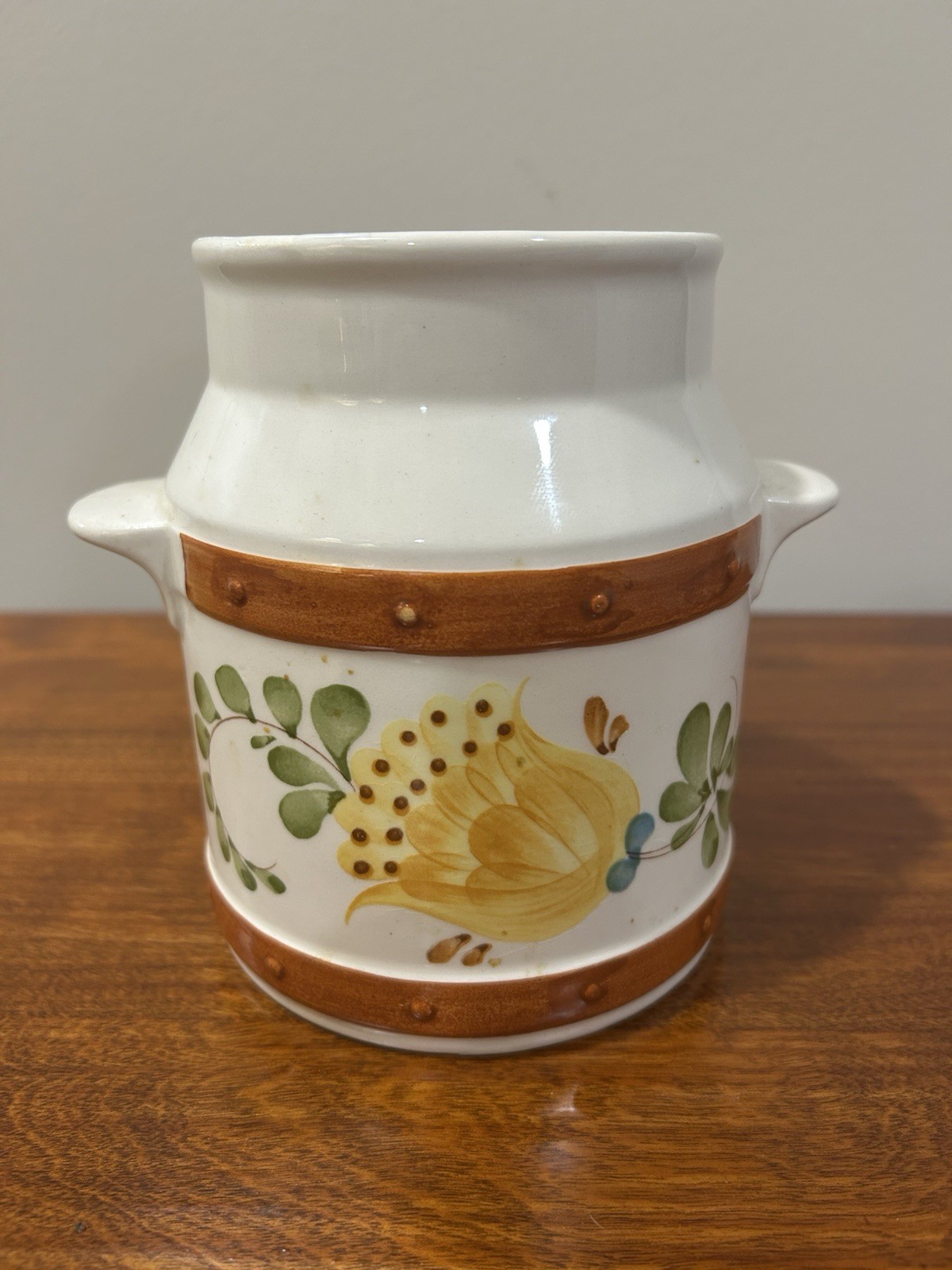 Vintage 1979 FTD Ceramic Milk Crock Utensil Holder FL Sacavem Portugal Floral