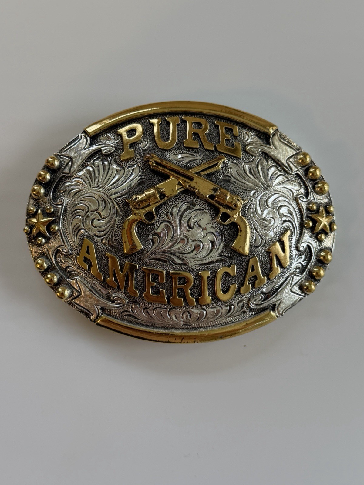 Cody James Silver & Gold Tone Belt Buckle PURE AMERICAN Belt Buckle NIB