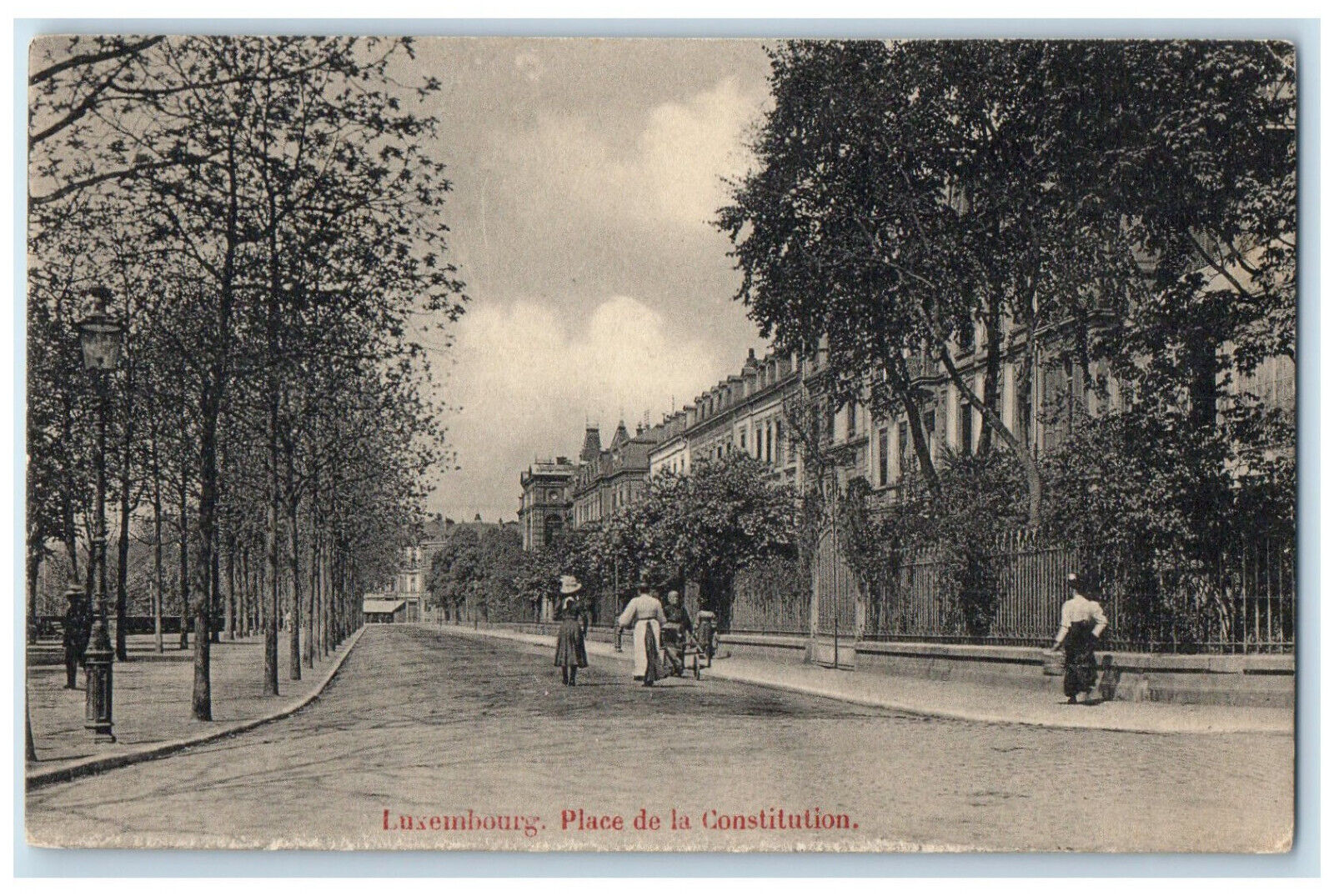 c1910 Scene at the Constitution Square Luxembourg Antique Unposted Postcard