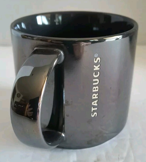 Starbucks 2013 Gray Metallic 14oz Gunmetal Iridescent Coffee Mug Cup