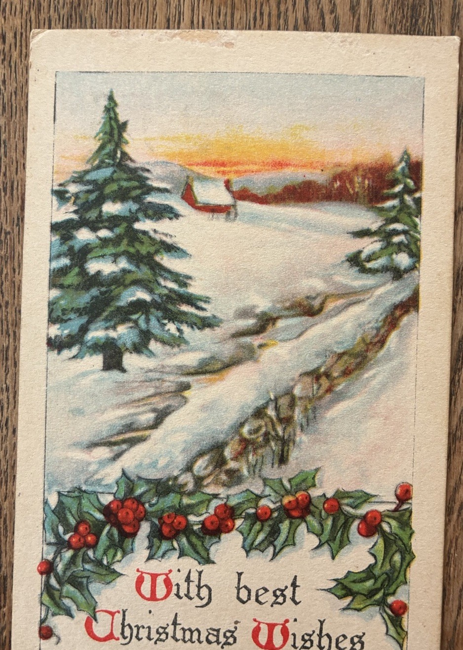 S Bergman Christmas Postcard 1913 Bridgewater To Macanie Va Unusual To Find