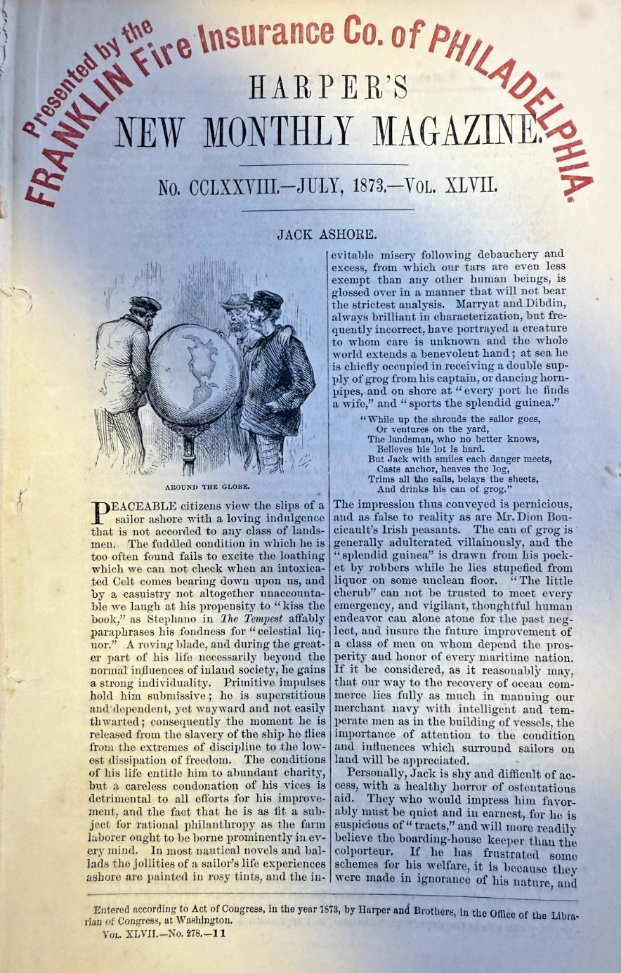 1873 Sailors on Shore Leave Seamen's Exchange