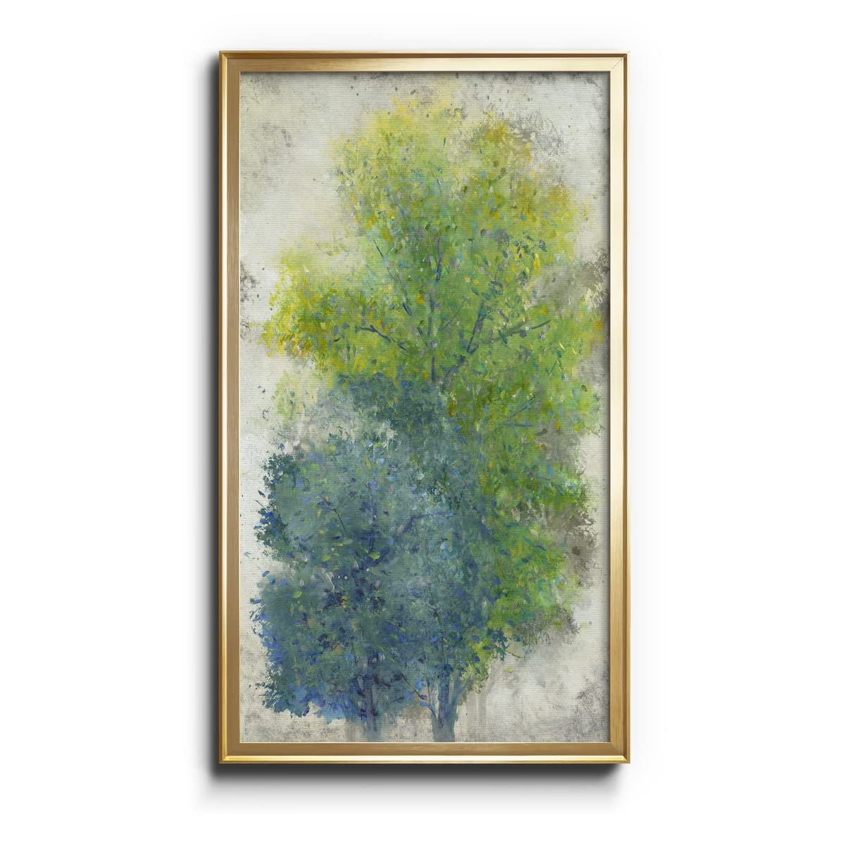 Renditions Gallery A Pair of Trees II 12x24 Gold Framed Green Canvas Print