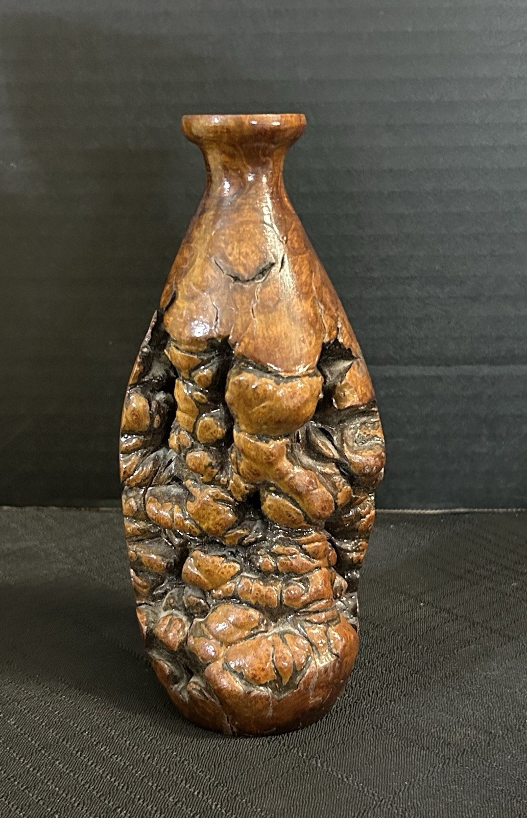 Gorgeous Vintage Hand-Turned Burl Wood Bud Vase Gorgeous Vintage Hand-Turned Burl Wood Bud Vase