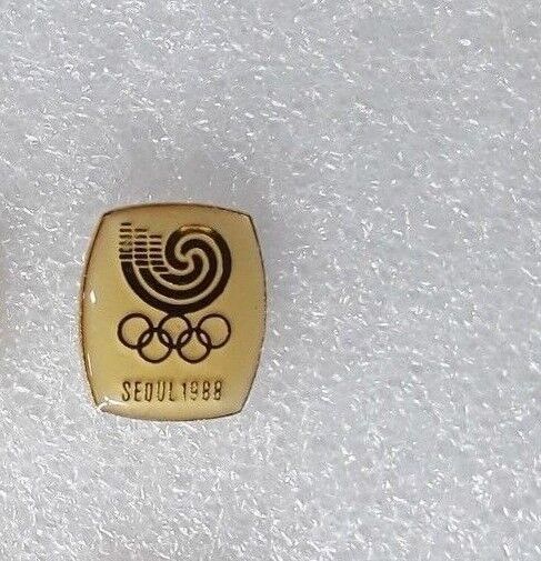 1988 Seoul Korea Olympic Games Pin - Gold Toned Domed Enamel Pin