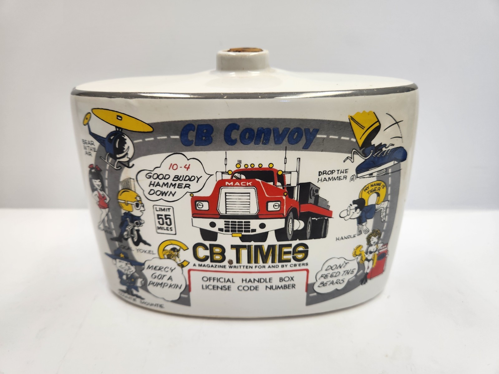 VTG 1976 Ezra Brooks CB Convoy/CB Times Liquor Decanter Mack Truck Cork Lid