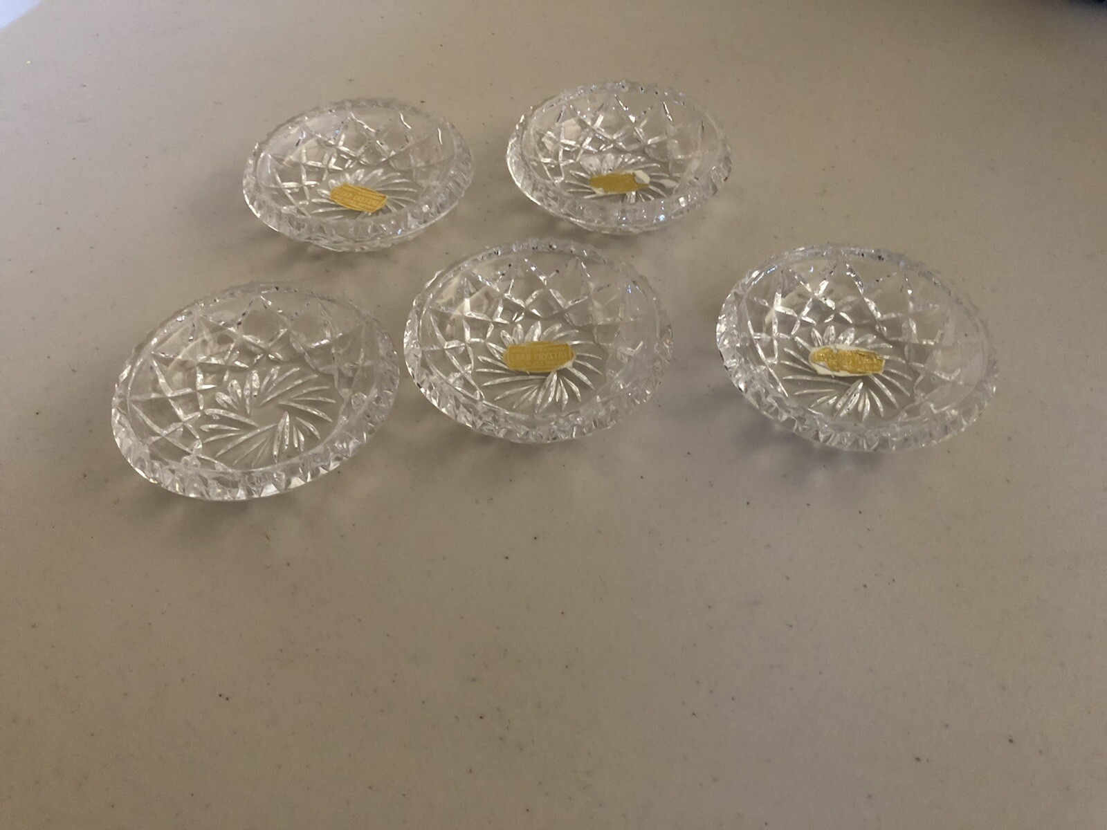 5 VINTAGE PAPEL WEST GERMANY CUT LEAD CRYSTAL INDIVIDUAL OPEN SALTS