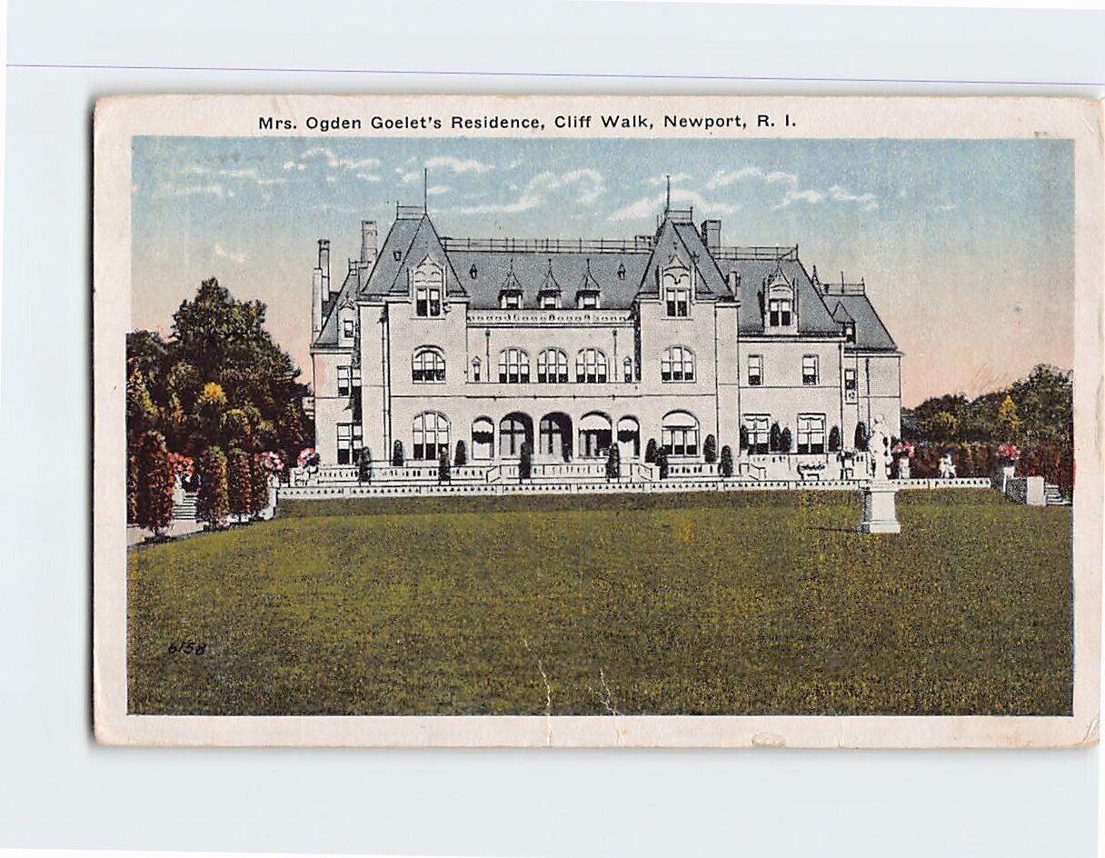 Postcard Mrs. Ogden Goelet's Residence Cliff Walk Newport Rhode Island USA