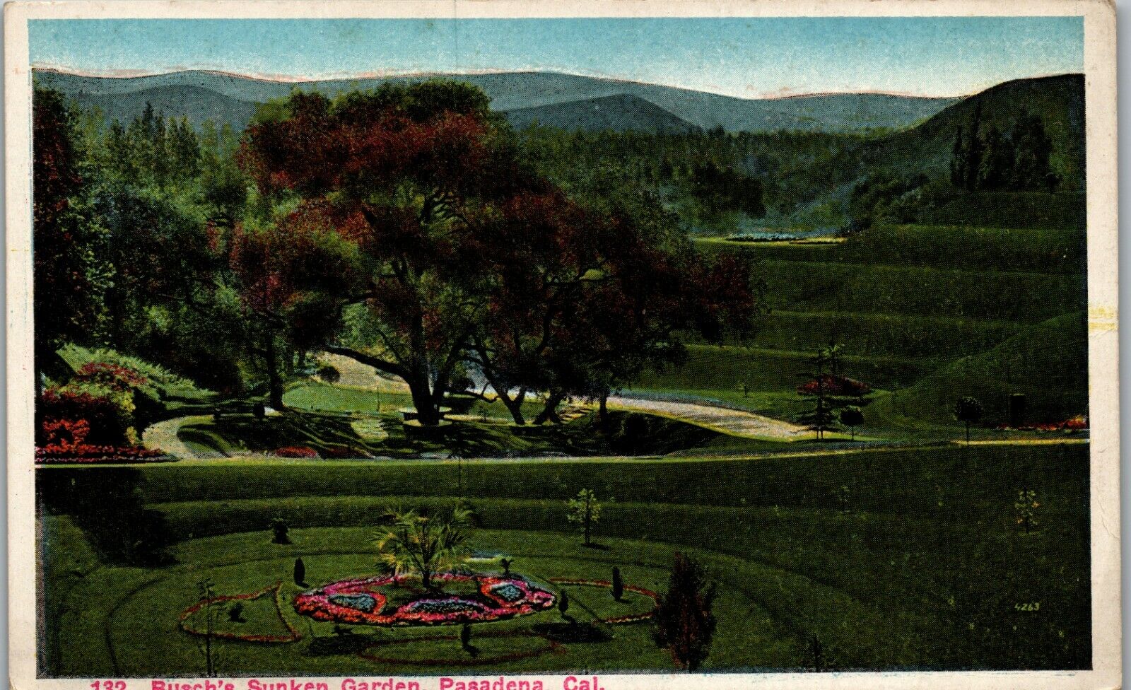 Busch\'s Sunken Garden Pasadena CA Vintage Postcard AU1