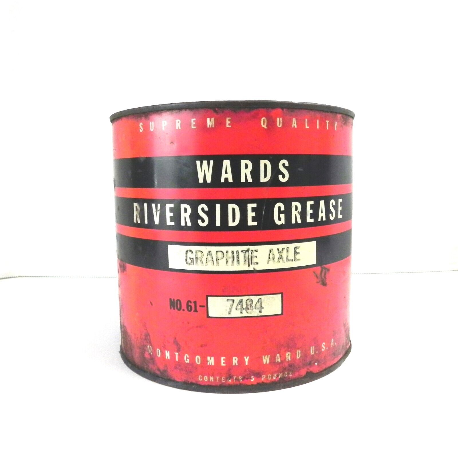 VINTAGE WARD\'S RIVERSIDE GREASE GRAPHITE AXLE 5 POUND CAN ALMOST FULL USED VTG