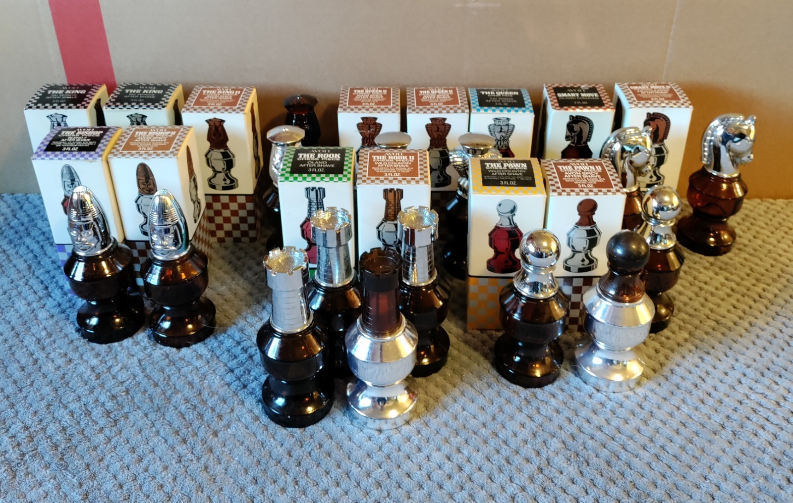 29 Pc. Avon After Shave Chess Piece Bottles
