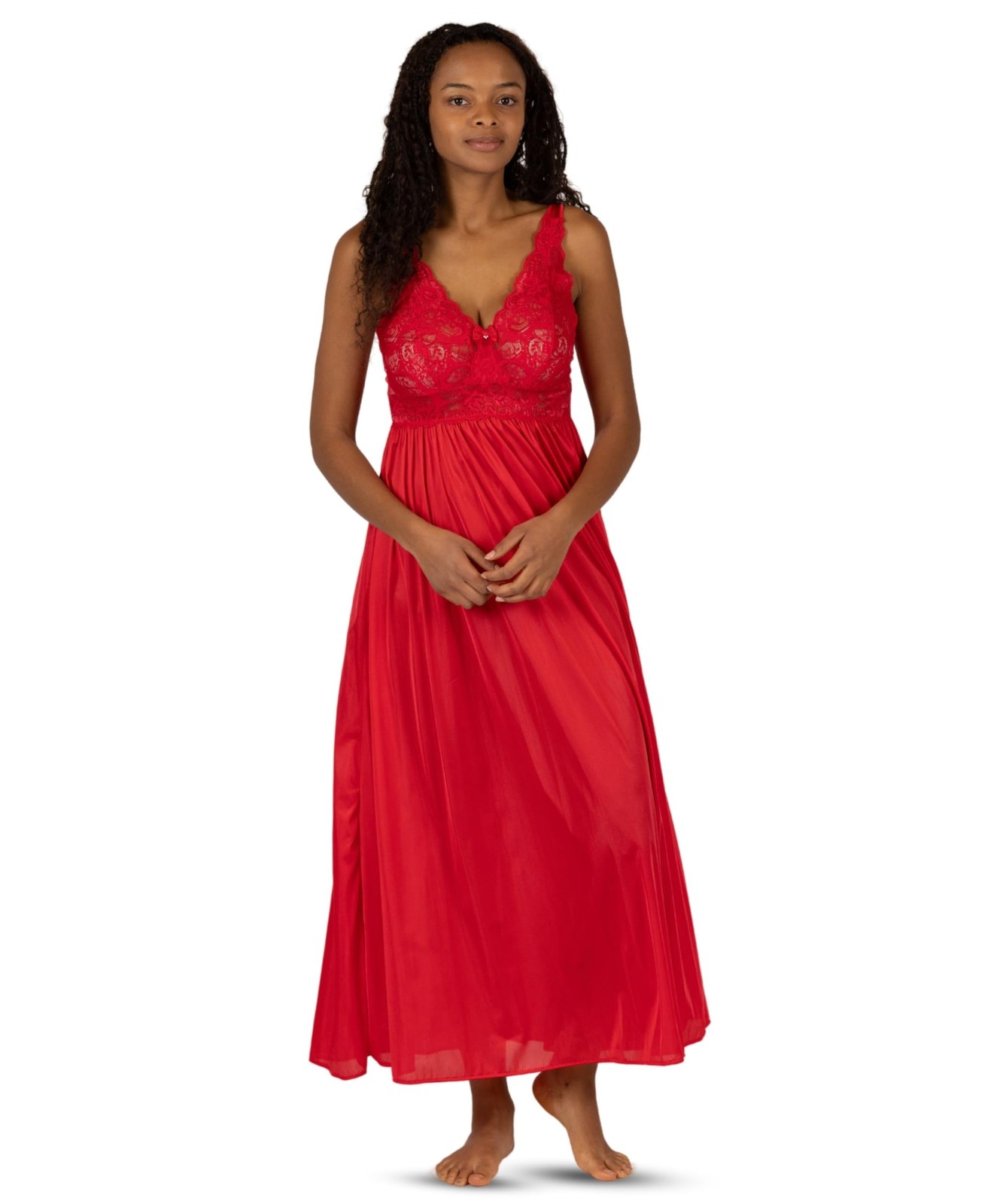 Shadowline Classy Nightgowns for Women Elegant Sleepwear, Red, Medium