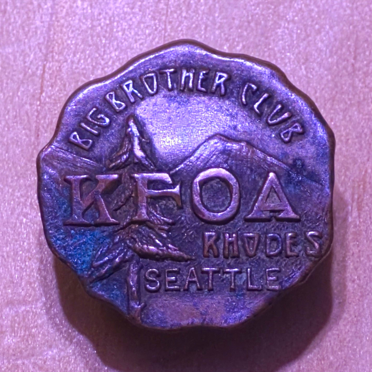 Vintage 1920s KFOA Radio Big Brother Club Rhodes Department Store Seattle Pin