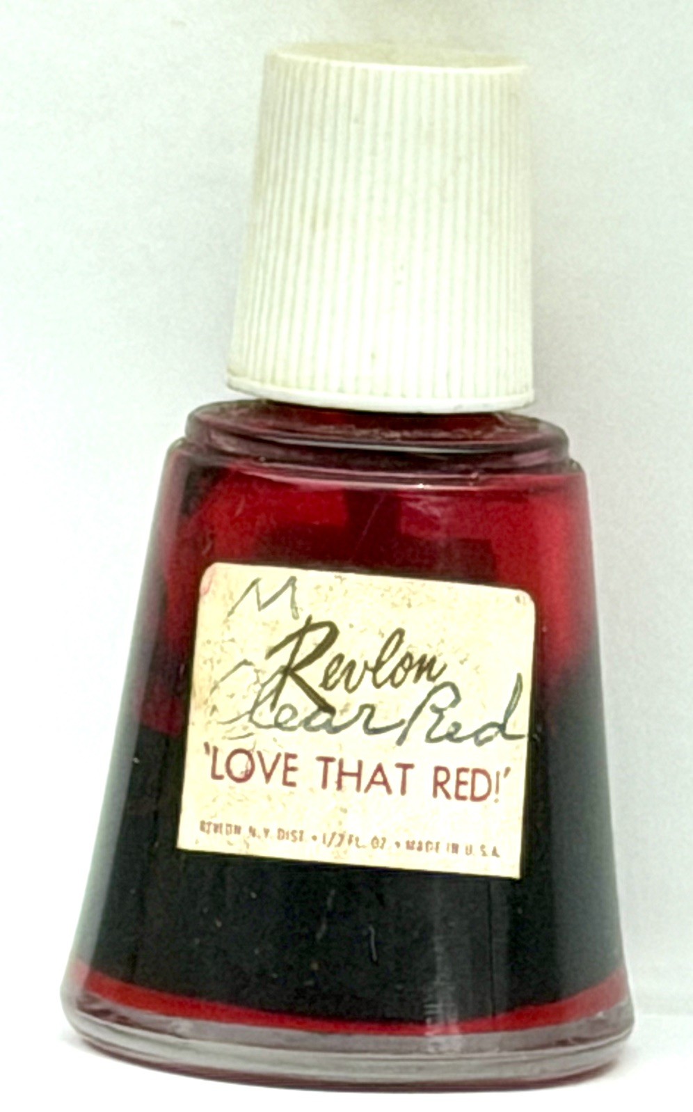 Vintage Revlon Love That Red  Nail Polish 1/2 Fl Oz Bottle 1/2 Full 40s  50s 60s