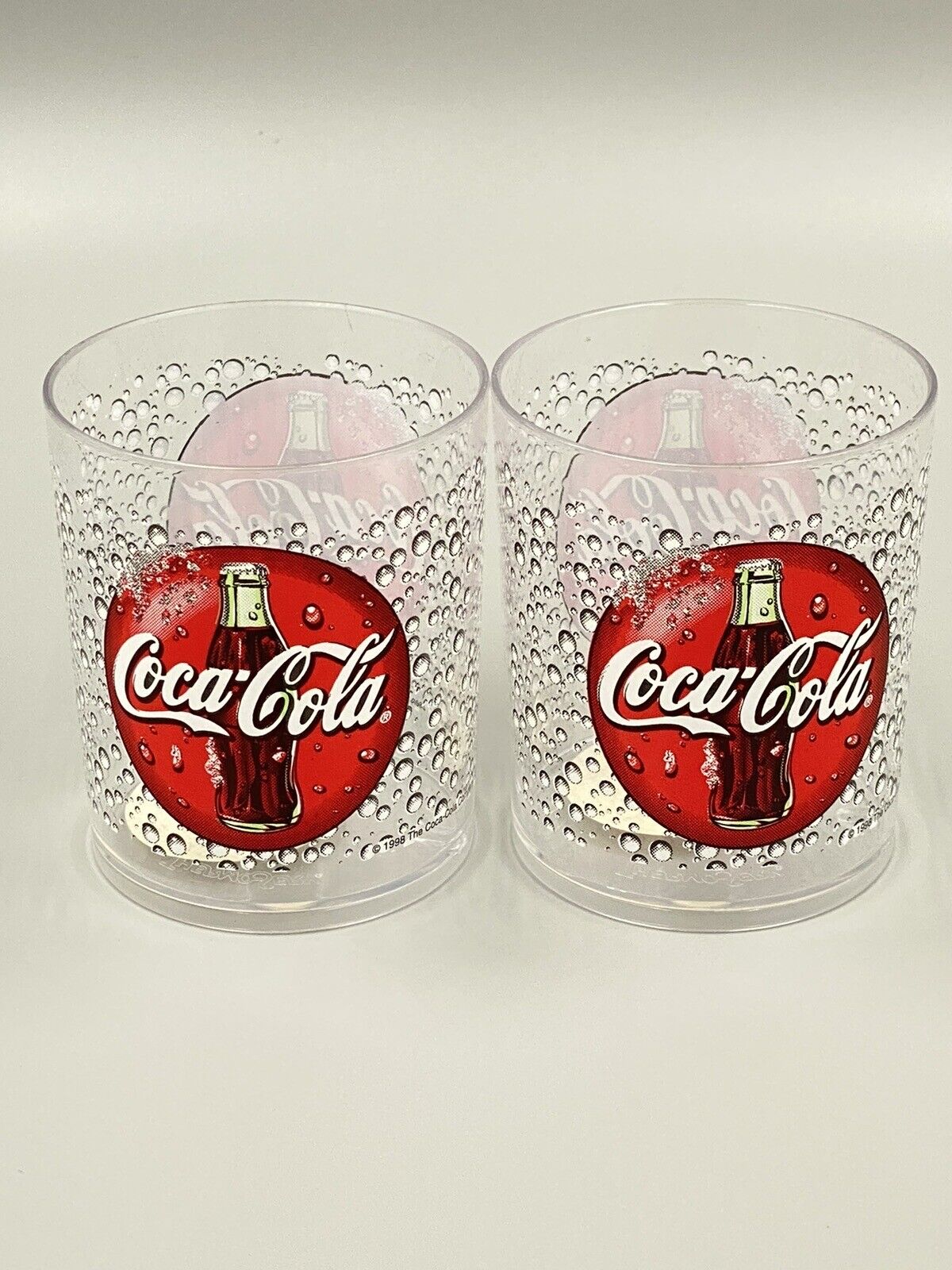 Set Of 2 Vintage 1998 Coca Cola Bubble Plastic Thermo-Serv Drinking Cups