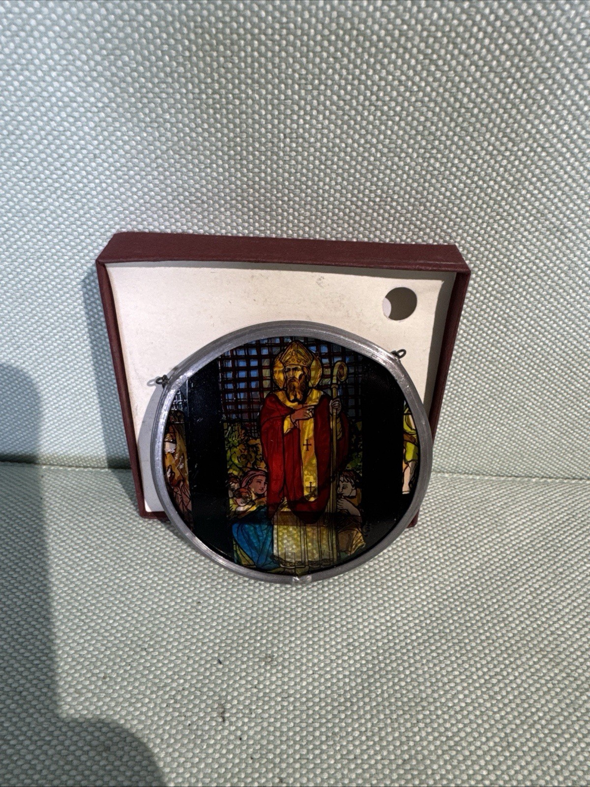 Vintage Winged Heart Stained Glass Window Suncatcher Religious Saint UK Boxed Vintage Winged Heart Stained Glass Window Suncatcher Religious Saint UK Boxed