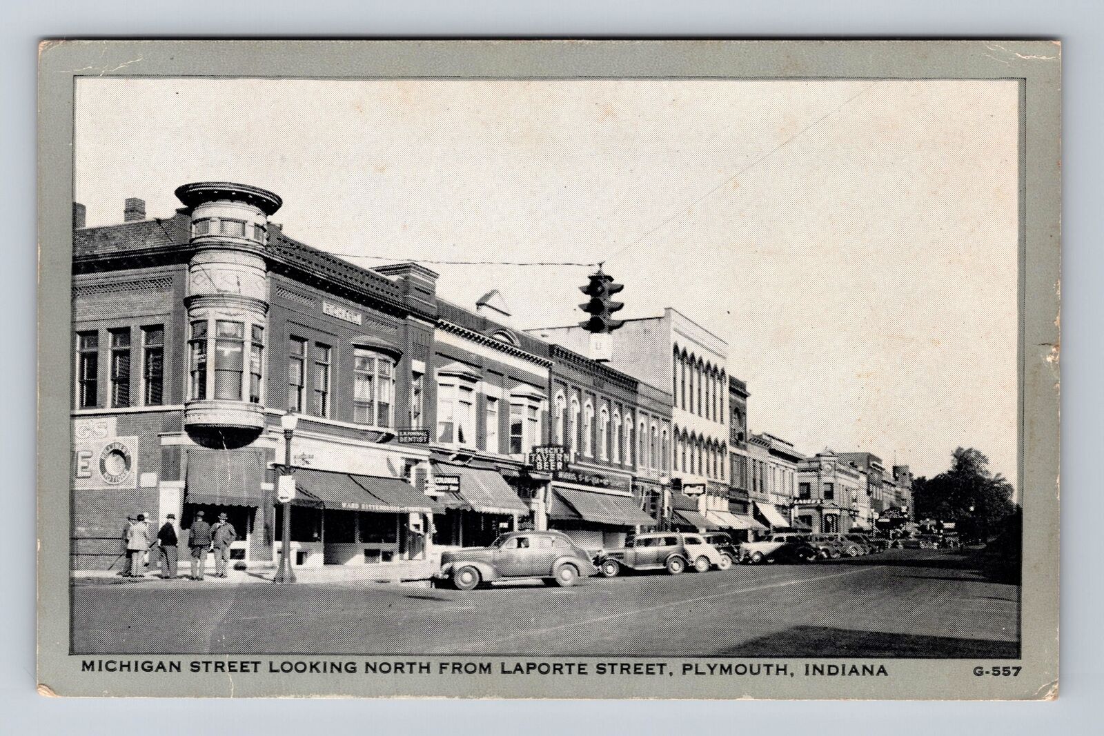 Plymouth IN-Indiana, Business District, Michigan Street Vintage c1945 Postcard