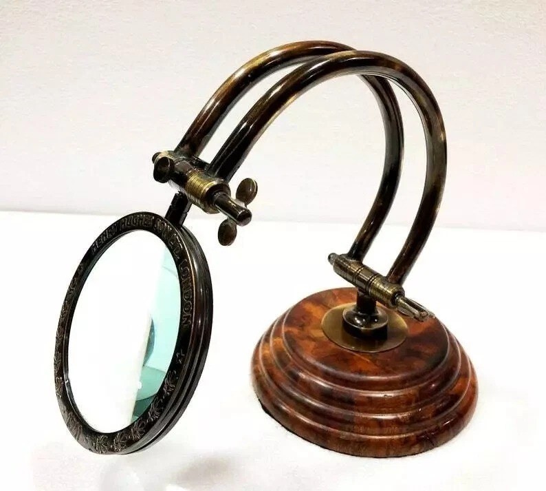 Magnifier Adjustable Brass Magnifying Glass Vintage Look Nautical Table Decor