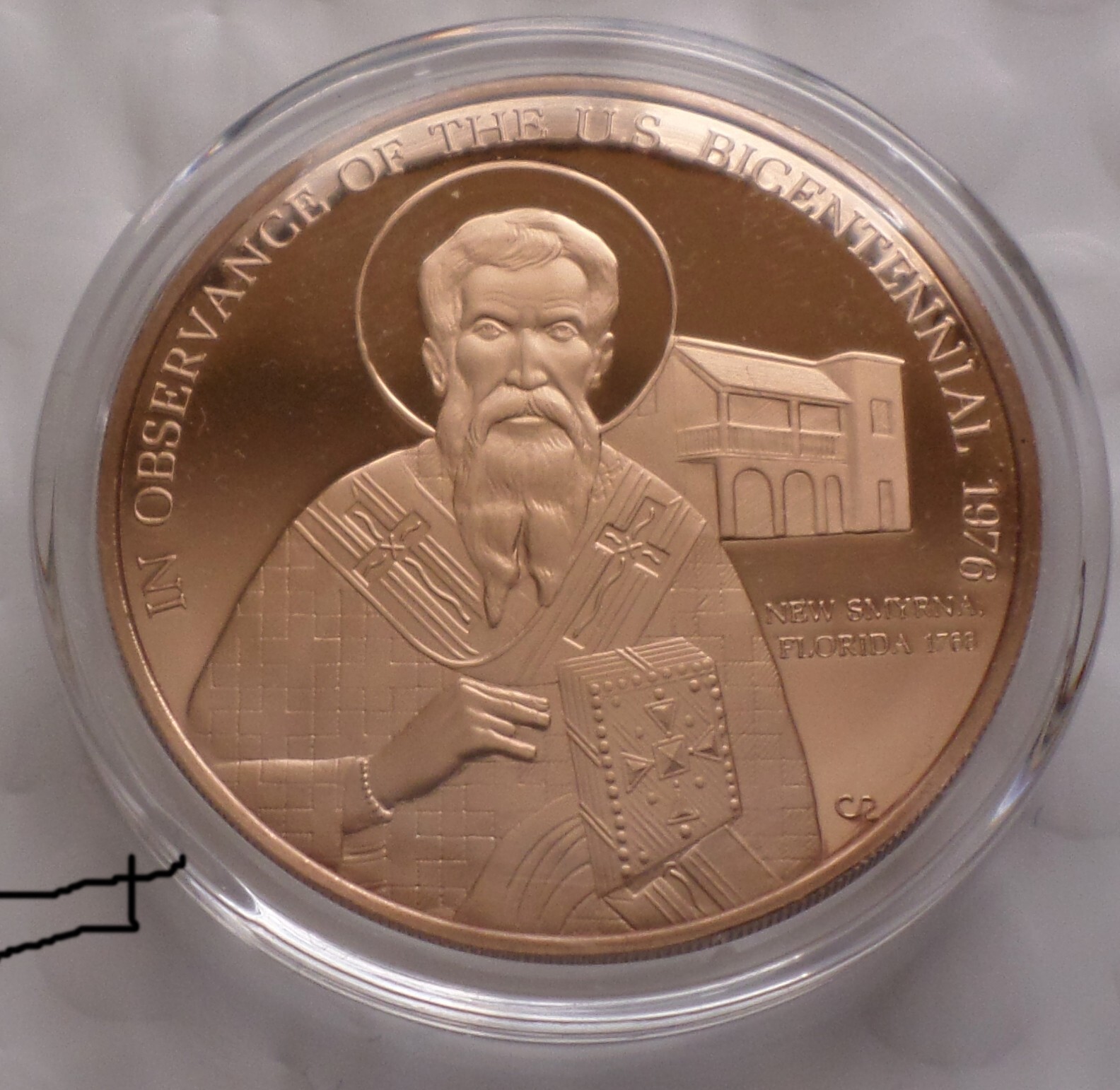 New Smyrna Florida & St. Photios Shrine St. Augustine Bicentennial Bronze Medal