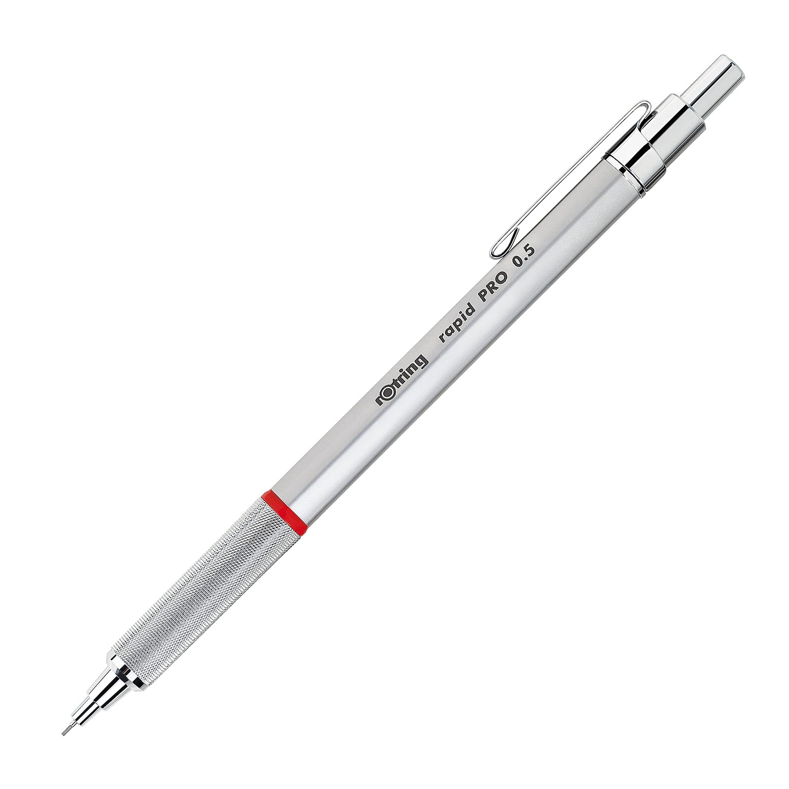 rOtring Rapid Pro Retractable Ballpoint Pen Medium Point Blue Ink Silver rOtring Rapid Pro Retractable Ballpoint Pen Medium Point Blue Ink Silver