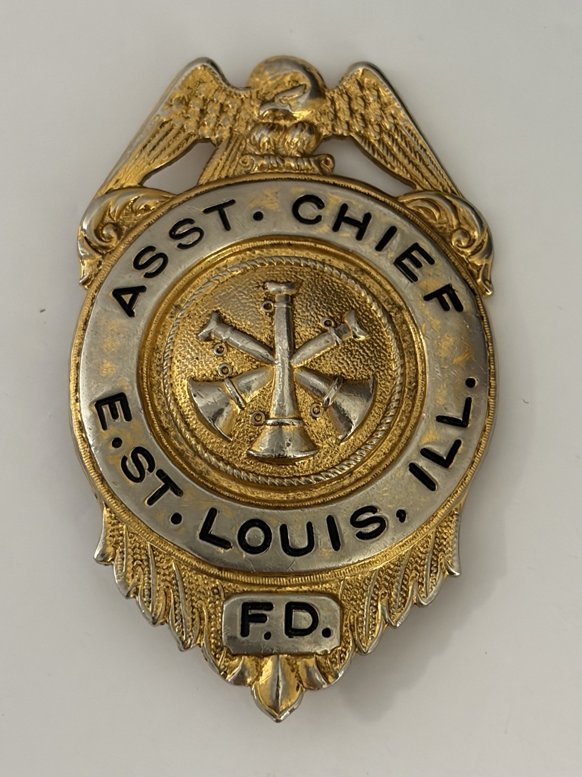 Antique Obsolete East St. Louis, Illinois Fire Dept Assistant Chief Badge