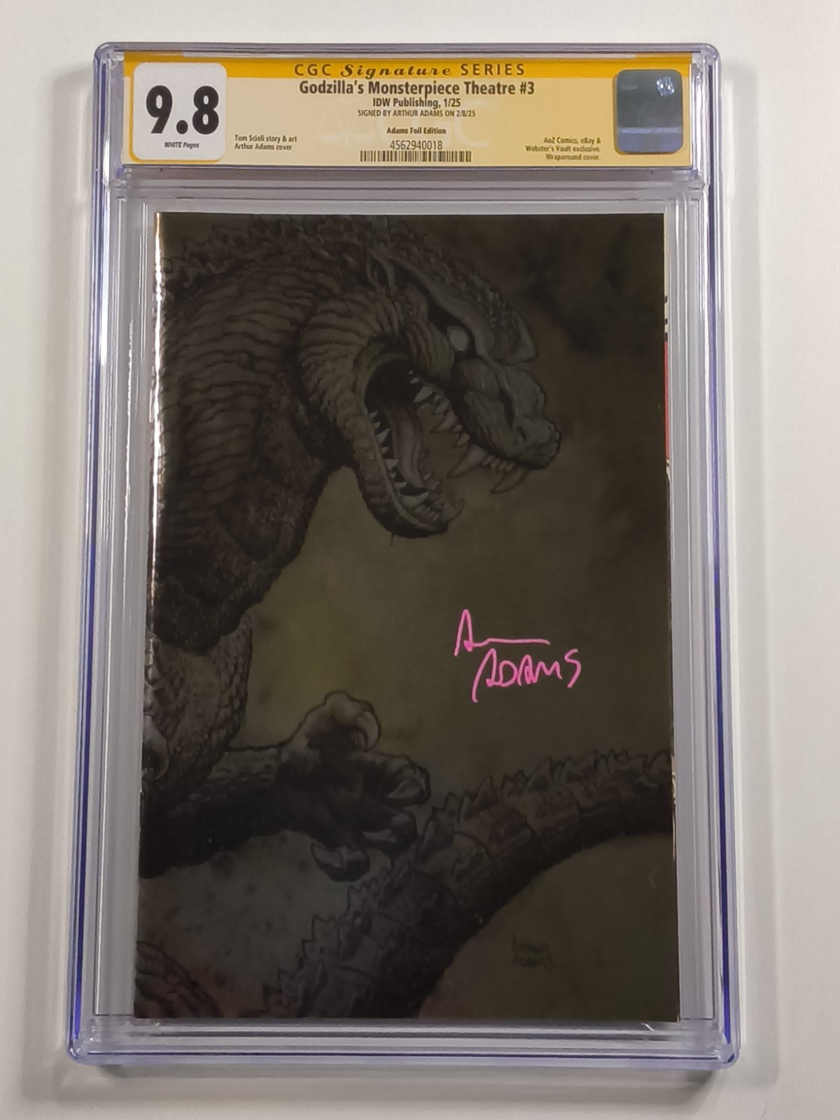 Godzilla's Monsterpiece Theater #3 CGC 9.8 Sig Series Signed Arthur Adams Foil