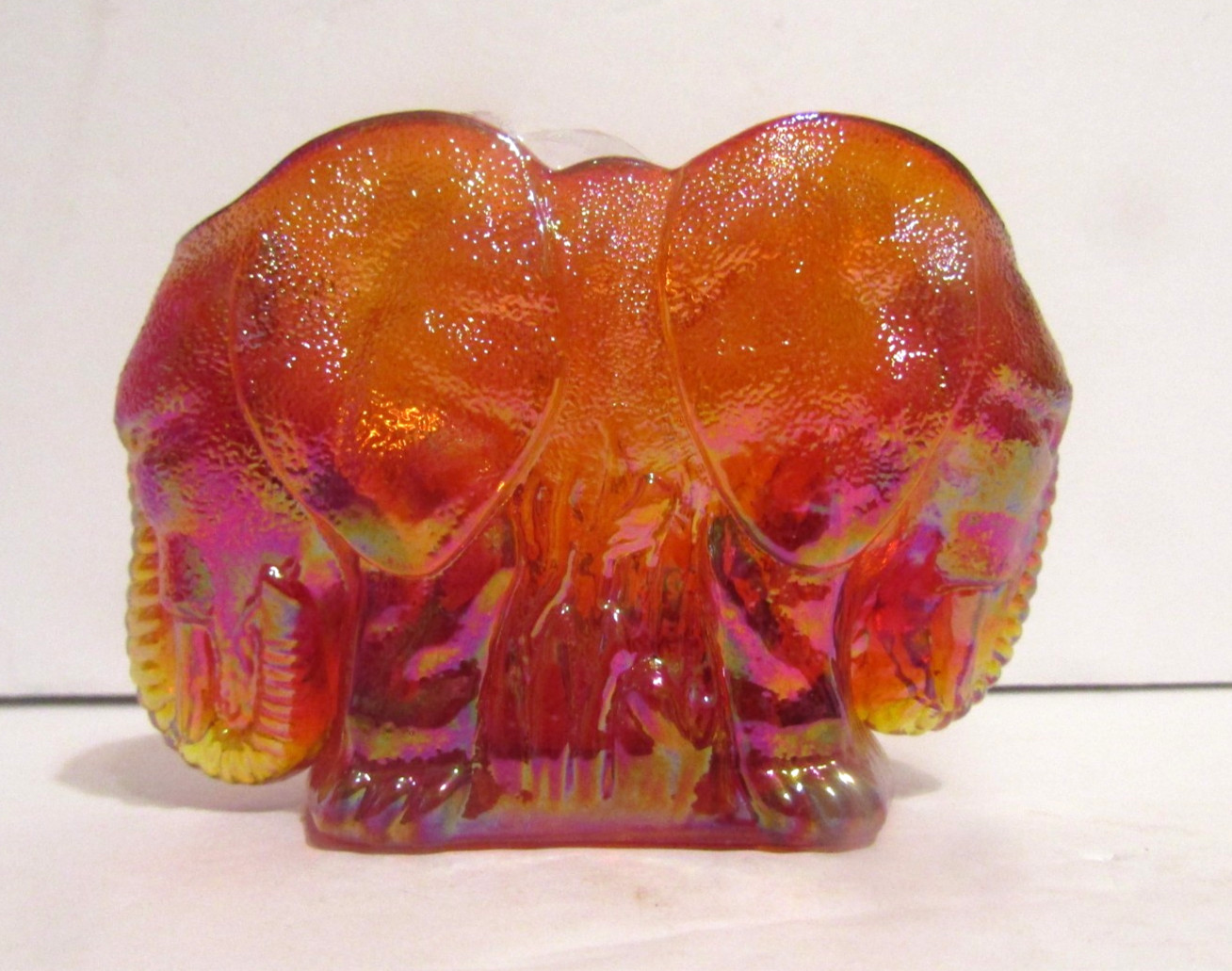 Summit Art Glass Russ Vogelsong Siamese Elephants Red Carnival Toothpick Holder