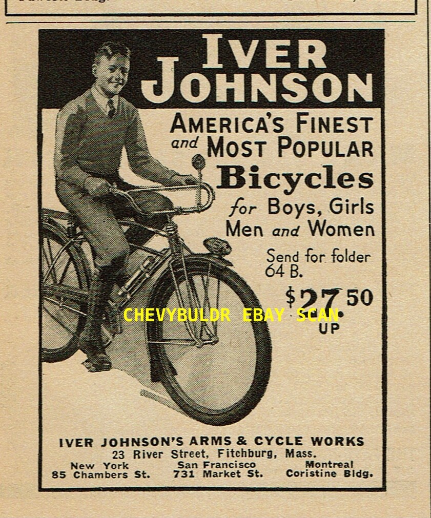 1937 Iver Johnson Bicycles Small Vintage Magazine Ad \