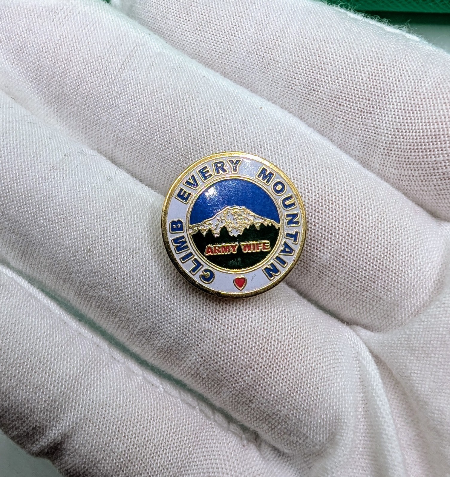 Vintage Climb Every Mountain Army Wife Mt Rainier Washington Enamel Lapel Pin