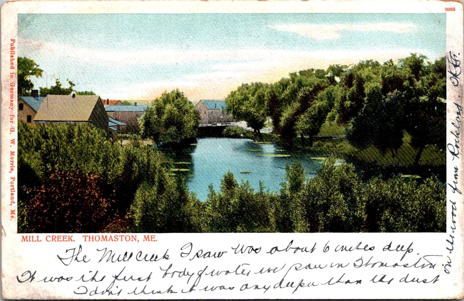 View of Mill Creek, Thomaston ME c1904 Vintage Postcard U66