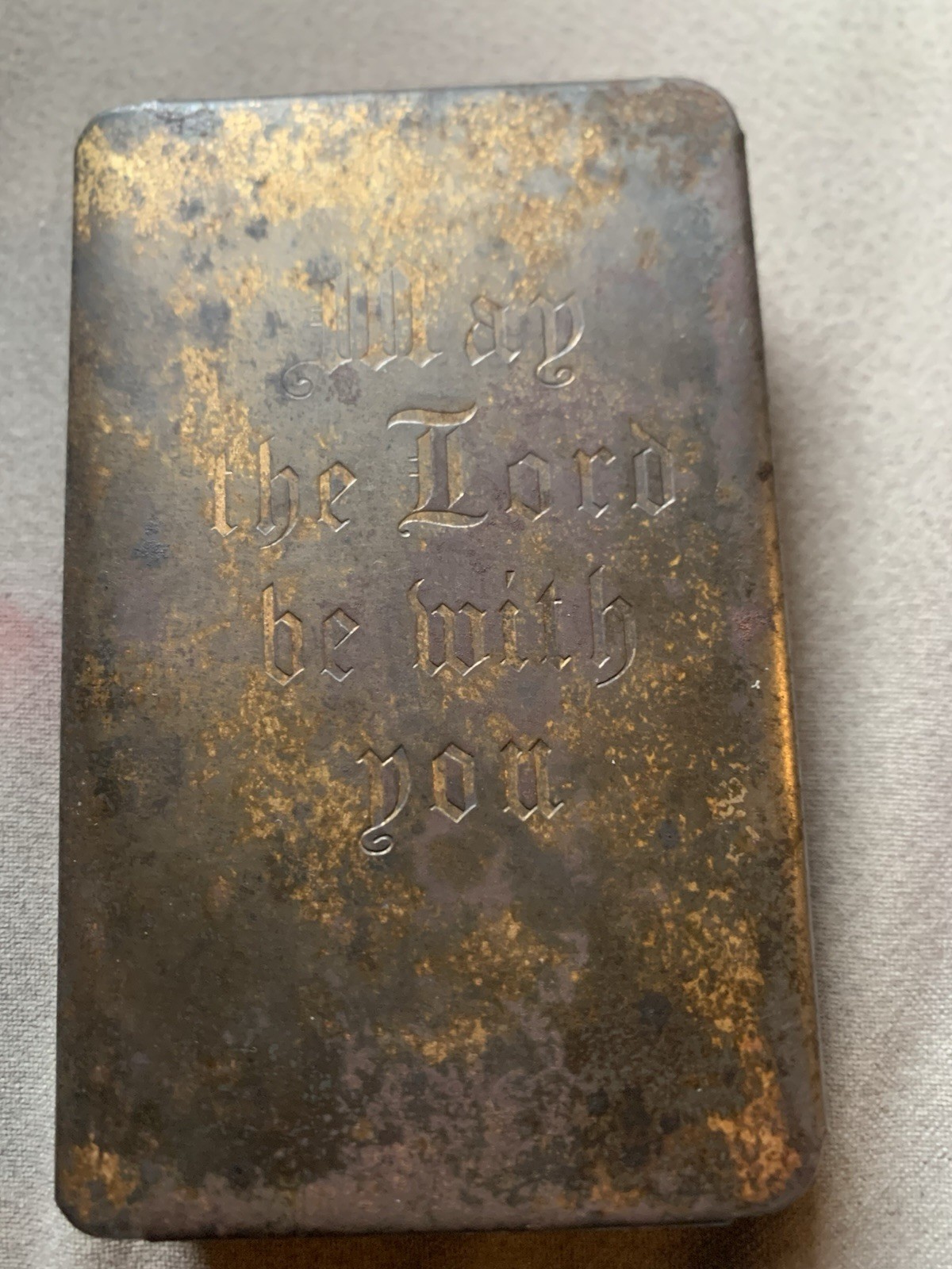 Rare Vintage Ww2 Metal Bible Heart Protector.