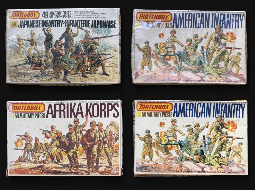 Vintage Matchbox 1/76 Scale WWII Military Figures Lot - 4 Boxes Unused Sprues