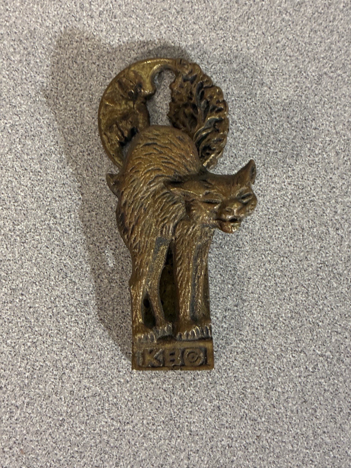 RARE Antique KEELER BRASS Vintage cat (Paper desk Clip Note Holder)